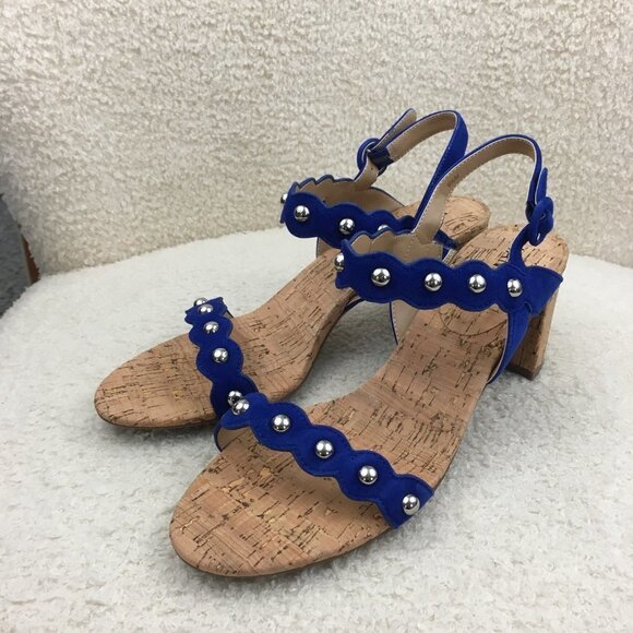 9,5 M new Gorgeous Blue Suede Vaneli Mavis Sandals Blue suede cork heels sandals - Picture 2 of 12